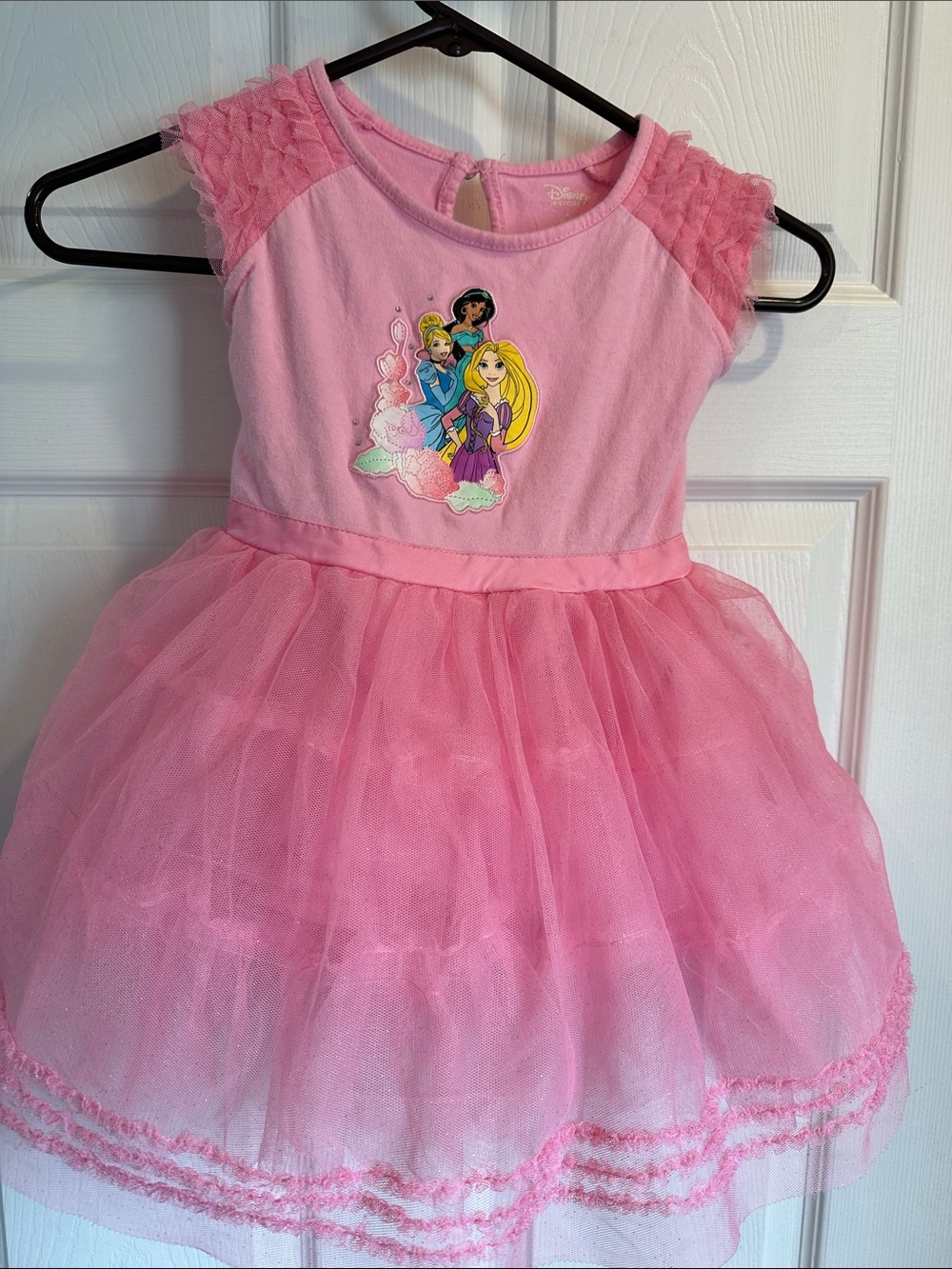 Disney Pink Princess Tulle Dress with Jasmine Rapunzel & Cinderella